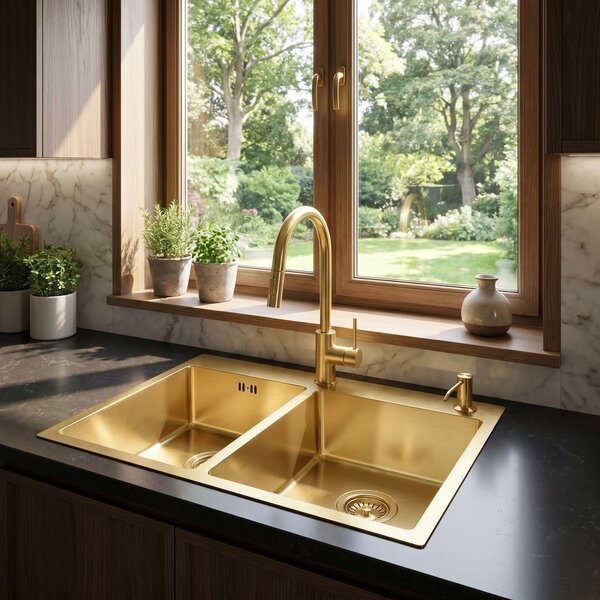 Stainless steel sink Toby BRUSH GOLD