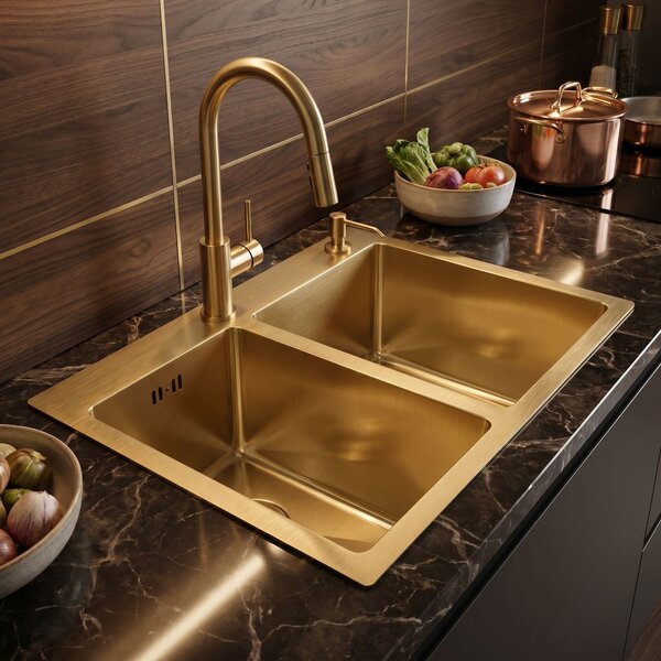 Stainless steel sink Toby BRUSH GOLD