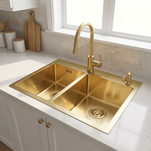 Stainless steel sink Toby BRUSH GOLD