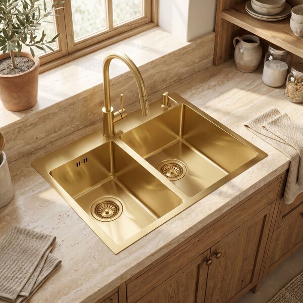 Stainless steel sink Toby BRUSH GOLD