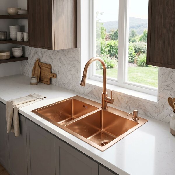 Stainless steel sink Toby BRUSH COPPER