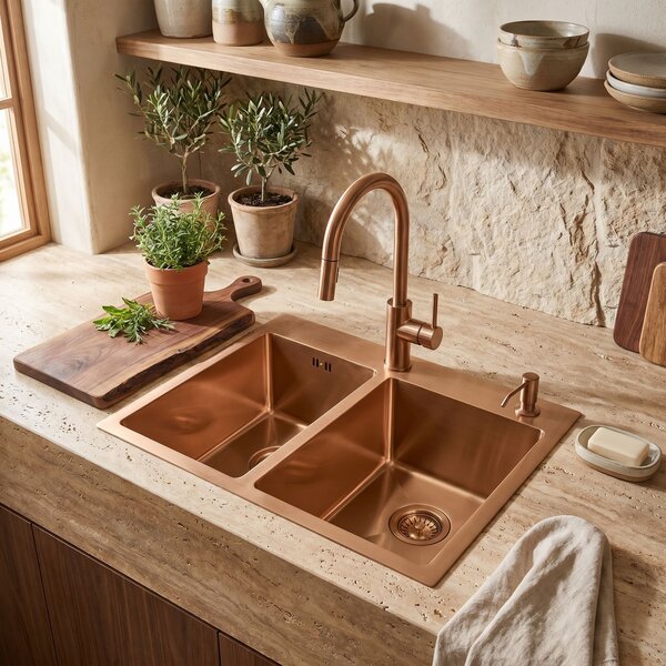 Stainless steel sink Toby BRUSH COPPER