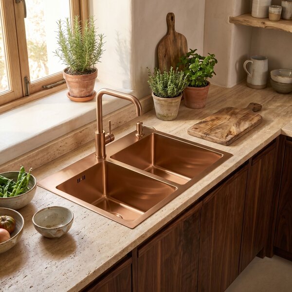 Stainless steel sink Toby BRUSH COPPER