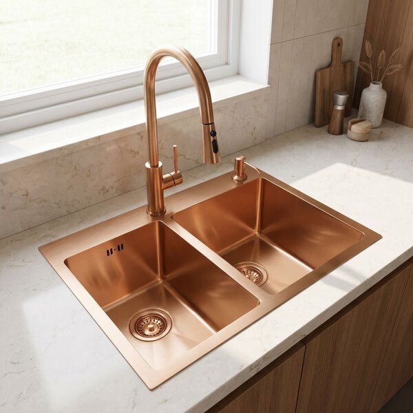 Stainless steel sink Toby BRUSH COPPER
