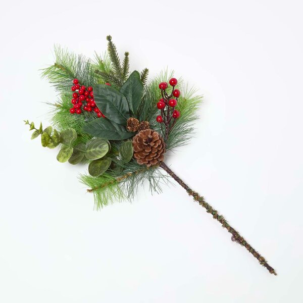 Homescapes Artificial Winter Woodland and Eucalyptus Single Stem Bouquet