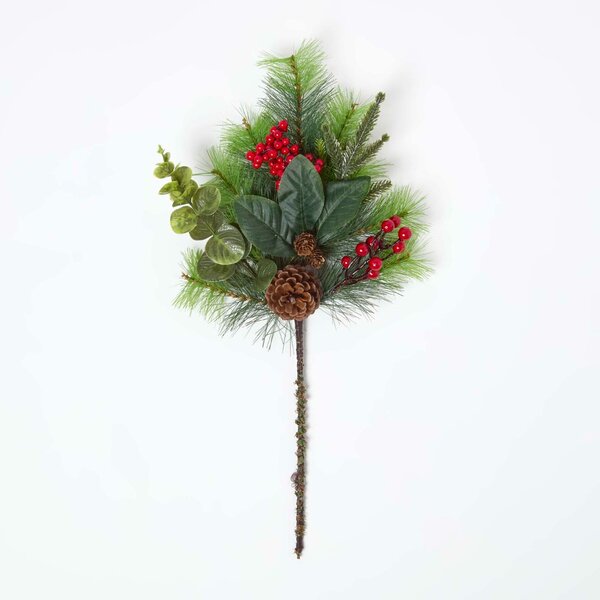 Homescapes Artificial Winter Woodland and Eucalyptus Single Stem Bouquet