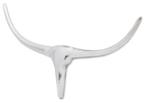 Wall Mounted Aluminium Bull’s Head Decoration Silver 72 cm