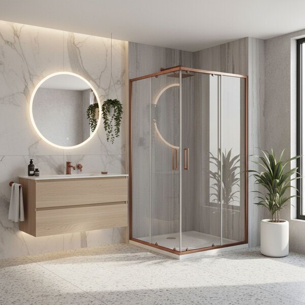 Shower enclosure Rea City 80x100 Brush Copper