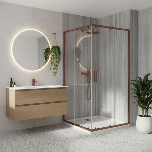 Shower enclosure Rea City 80x100 Brush Copper