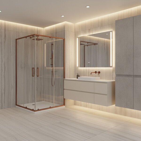 Shower enclosure Rea City 80x100 Brush Copper