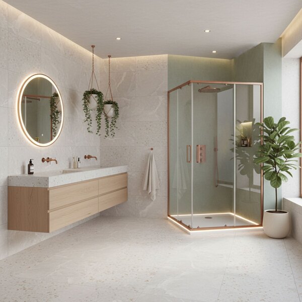 Shower enclosure Rea City 80x100 Brush Copper
