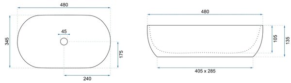 Countertop Basin Rea Amelia Saturn 48