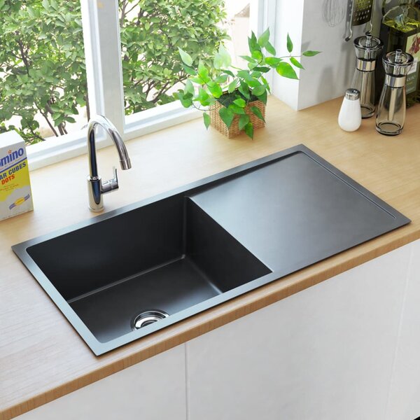 Handmade Kitchen Sink Black Stainless Steel