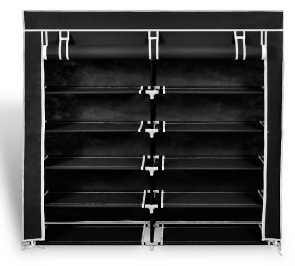 Fabric Shoe Cabinet with Cover 115 x 28 x 110 cm Black