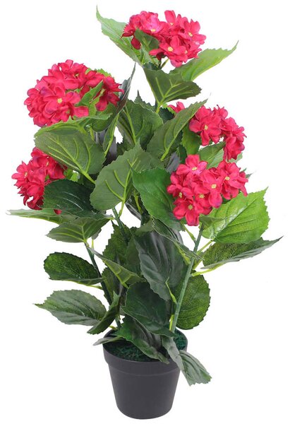 Artificial Hydrangea Plant with Pot 60 cm Red