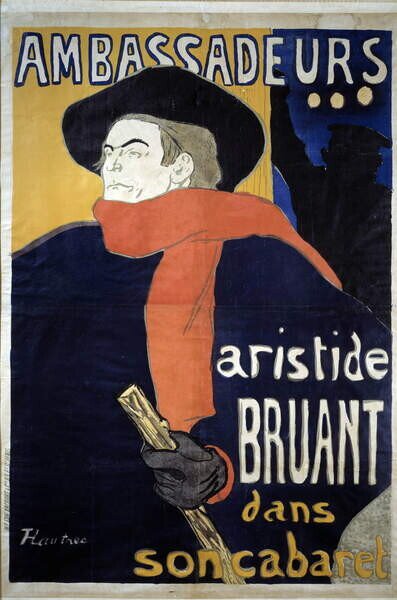 Toulouse-Lautrec, Henri de - Fine Art Print Poster for Aristide Bruant, (26.7 x 40 cm)
