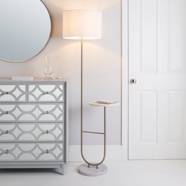 Carrara Marble Base Floor Lamp with Table Marble