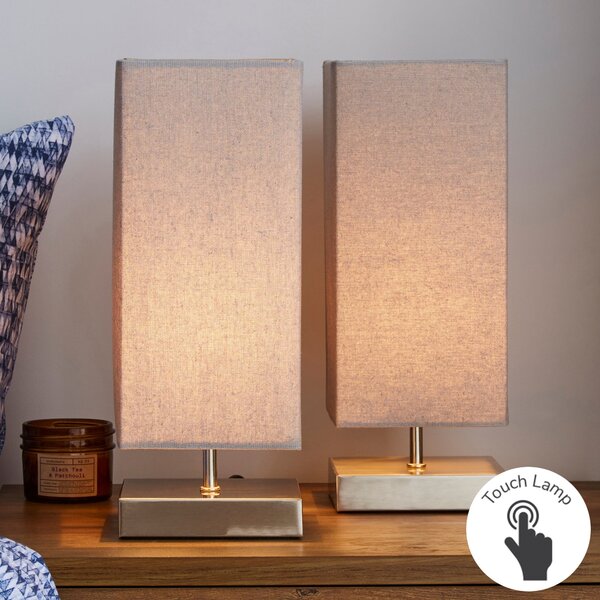 Charlotte Grey Touch Dimmable Table Lamps Grey