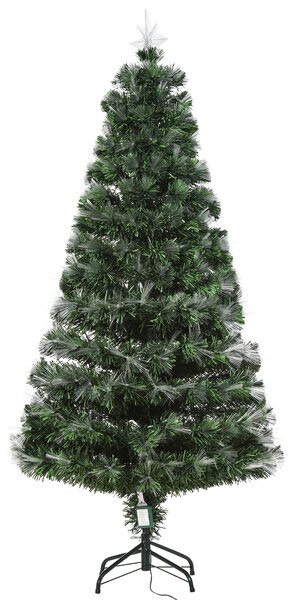 HOMCOM HOMCM 6FT Tall Artificial Tree Multi-Colored Fiber Optic LED Pre-Lit Holiday Home Christmas Decoration, Cycle and Flash Light
