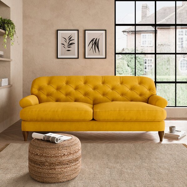 Canterbury Luxury Velvet 3 Seater Sofa Luxury Velvet Old Gold