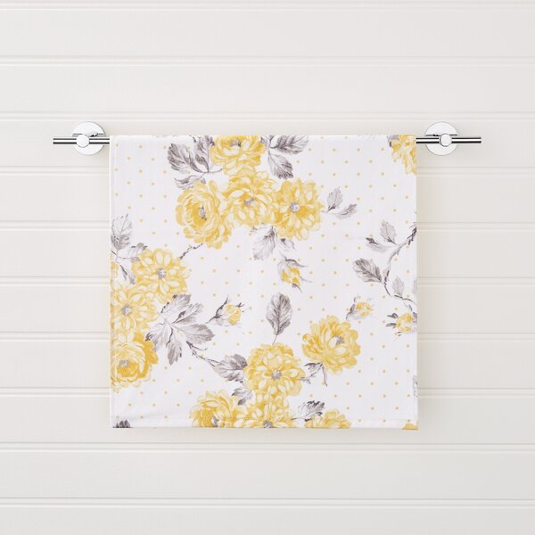 Ashbourne Floral Ochre Hand Towel White, Grey and Yellow