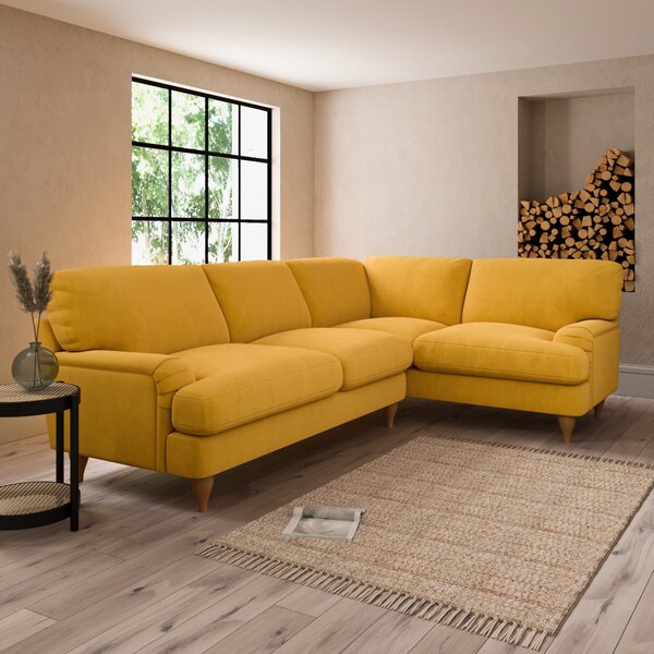 Darwin Luxury Velvet Right Hand Corner Sofa Luxury Velvet Old Gold