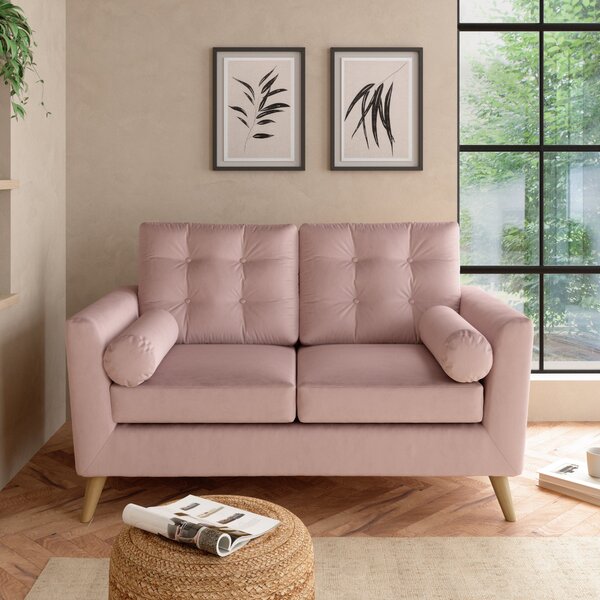 Lewes Luxury Velvet 2 Seater Sofa Luxury Velvet Peach Blush