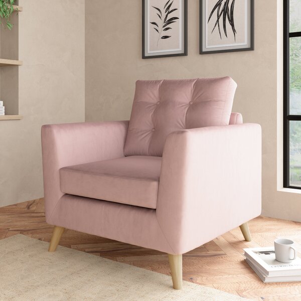 Lewes Luxury Velvet Snuggle Chair Luxury Velvet Peach Blush