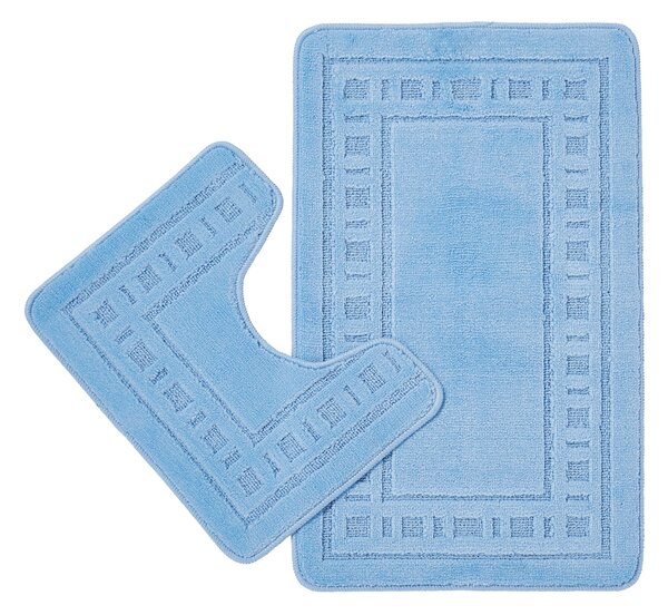 Catherine Lansfield Armoni Blue Bath and Pedestal Mat Set Blue