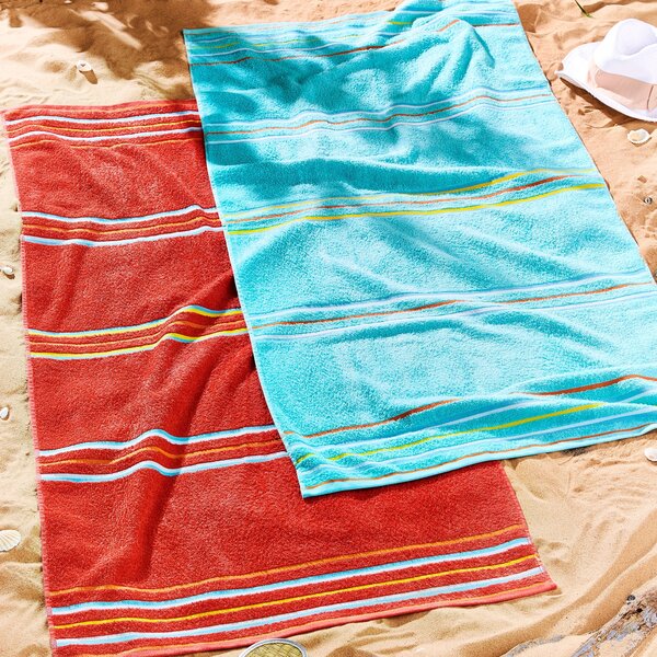Catherine Lansfield Rainbow Red and Blue Beach Towel Twin Pack Blue / Red