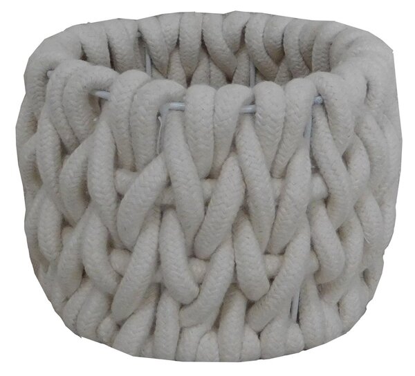 Cable Knit Storage Basket Cream