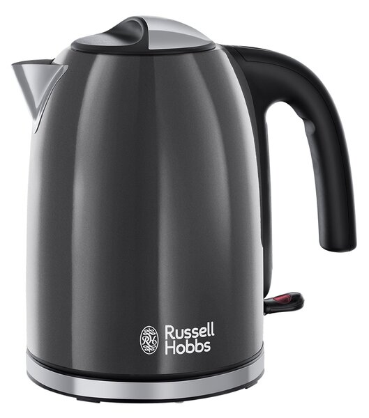 Russell Hobbs Colours Plus 1.7L Storm Grey Kettle Grey, Black and Silver