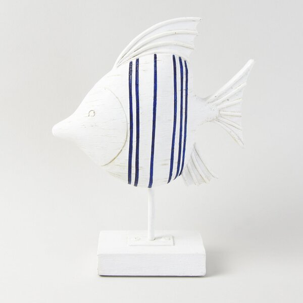 Blue and White Striped Fish Ornament White and Blue