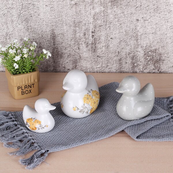 Set of 3 Ashbourne Ceramic Ducks Yellow, Grey and White