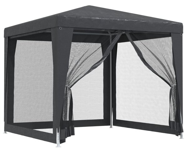 Party Tent with 4 Mesh Sidewalls Anthracite 2.5x2.5 m HDPE