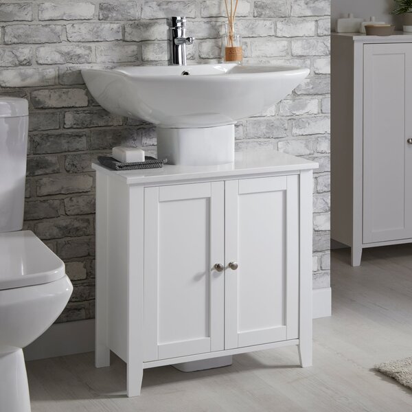 Marble Effect Under Sink Unit White