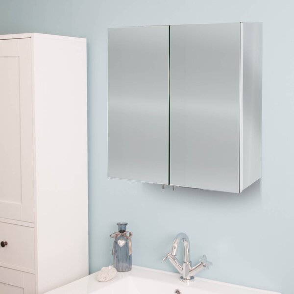 Avon Mirrored Double Cabinet Stainless Steel