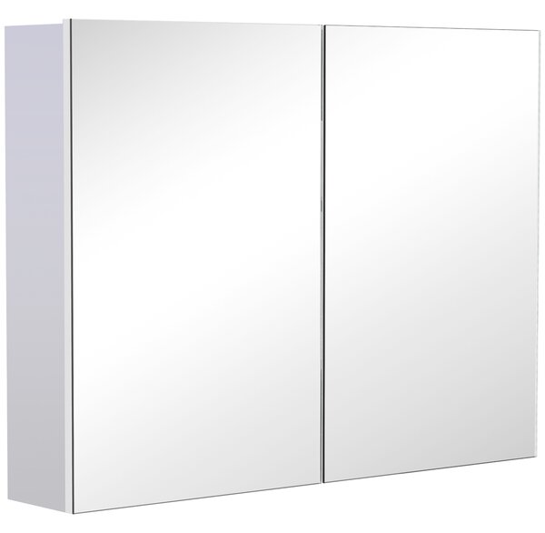 HOMCOM Bathroom Mirror with Storage, 2 Internal Adjustable Shelves, Cushioned Door without Noise, for Mirrored Vanity, Bedroom Aosom UK