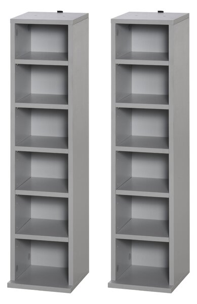 HOMCOM Twin Media Towers: Adjustable Shelving for Blu-Ray & DVD Organisation, Sleek Grey Bookcases Aosom UK