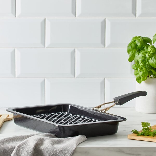 Dunelm Grill Pan with Detachable Handle Black
