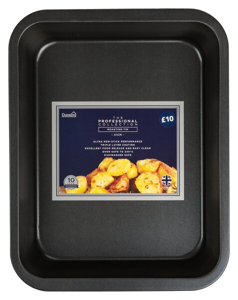 Dunelm Professional 41cm Roasting Tin Black