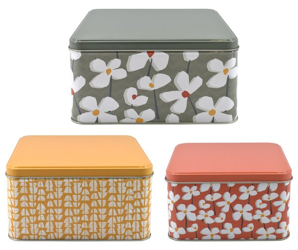 Elements Lena Square Cake Tin Set of 3 Yellow, Grey and White