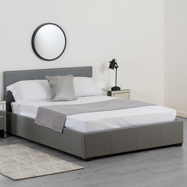 Waverley Grey Faux Leather Ottoman Bed Grey