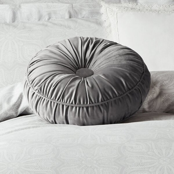 Holly Willoughby Lexi Velvet Round Cushion Grey