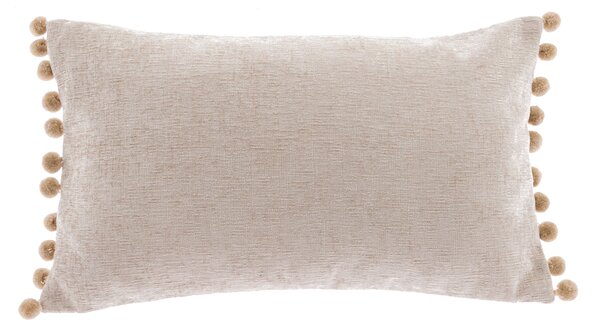 Chenille PomPom Boudoir Cushion Cream