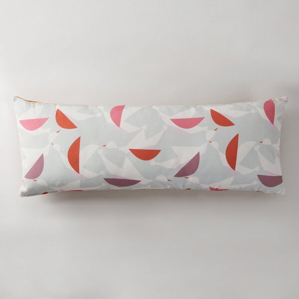 Modern Scandi Birds 30cm x 80cm Cushion White, Grey and Pink