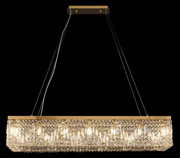 Baden 120 x 37 cm Rectangular Pendant Chandelier In Gold Finish With Crystal Glass