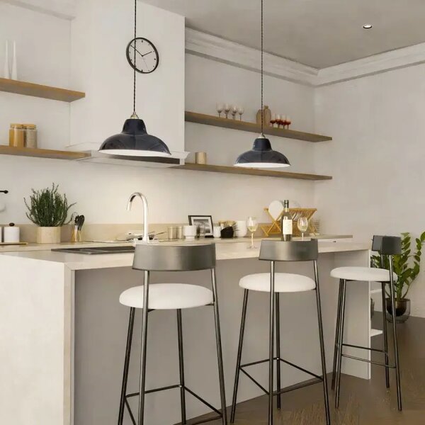 Anglepoise 33111 Original 1227 Midi Wide Brass Pendant in Ink Blue