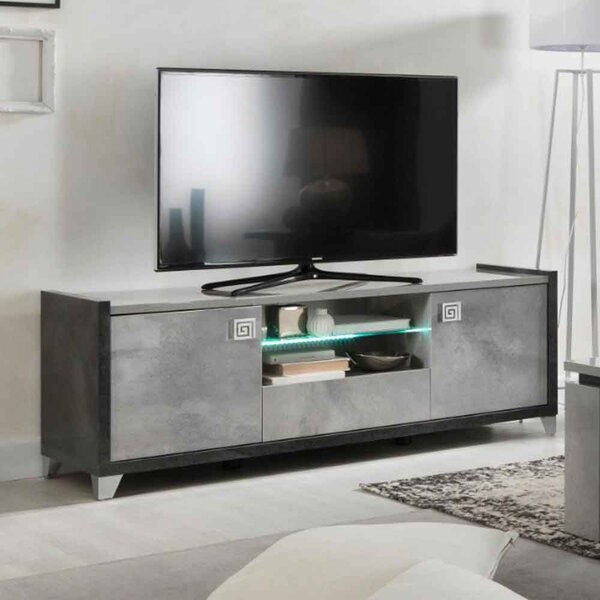 Heston High Gloss Marble Effect TV Unit in Grey and LED