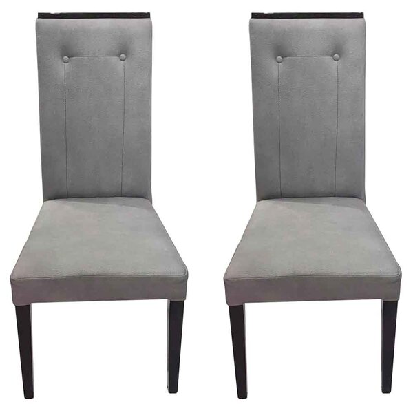 Heston Grey Faux Leather Dining Chair in Pair